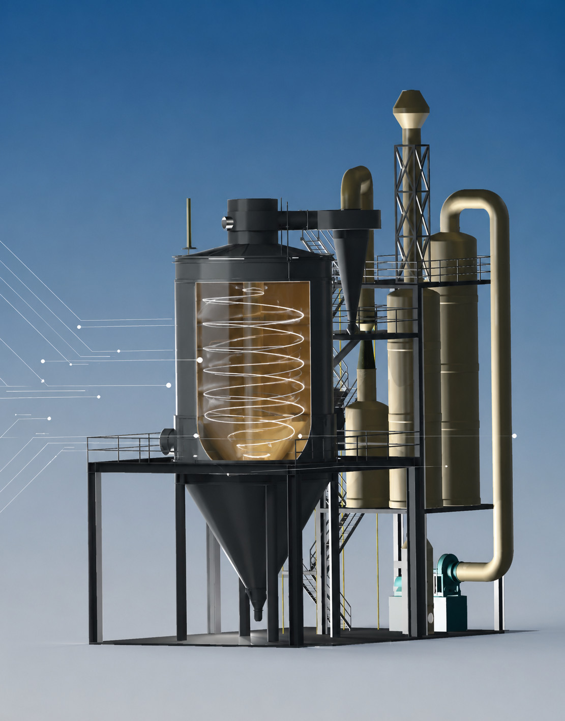 3D render of Spray Roaster industrial equipment